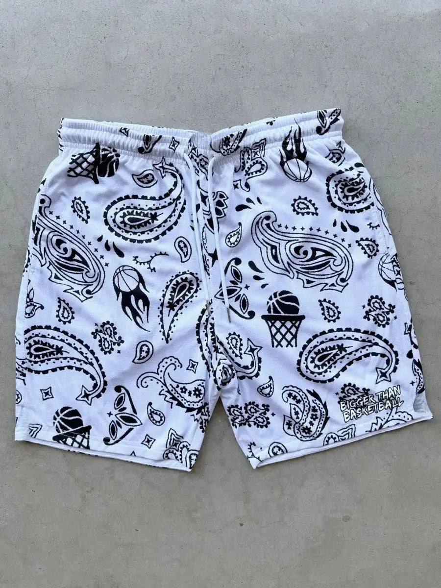 2025 Paisley Basketball Shorts Men's "Bigger Than Basketball" Print 3 - Color Breathable Summer Casual Sports Streetwear Shorts - WOWihte