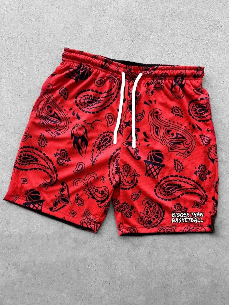2025 Paisley Basketball Shorts Men's "Bigger Than Basketball" Print 3 - Color Breathable Summer Casual Sports Streetwear Shorts - WOWihte