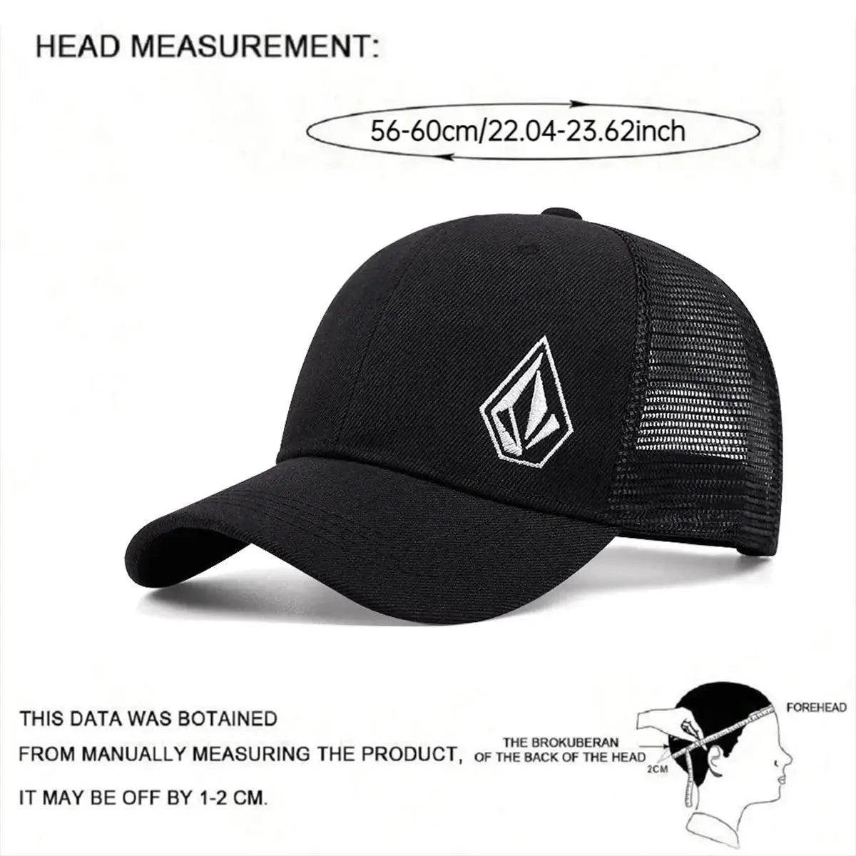 2025 Personalized Minimalist New Mesh Hat Diamond Embroidered Street Hip Hop Hat Skateboarding Hat Outdoor Sunshade Baseball Hat - WOWihte
