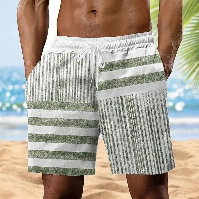 2026 Vintage Stripe Simple Beach Shorts Summer Quick Drying Casual Loose Fit Board Shorts For Hawaiian Vacation Party Shorts - WOWihte