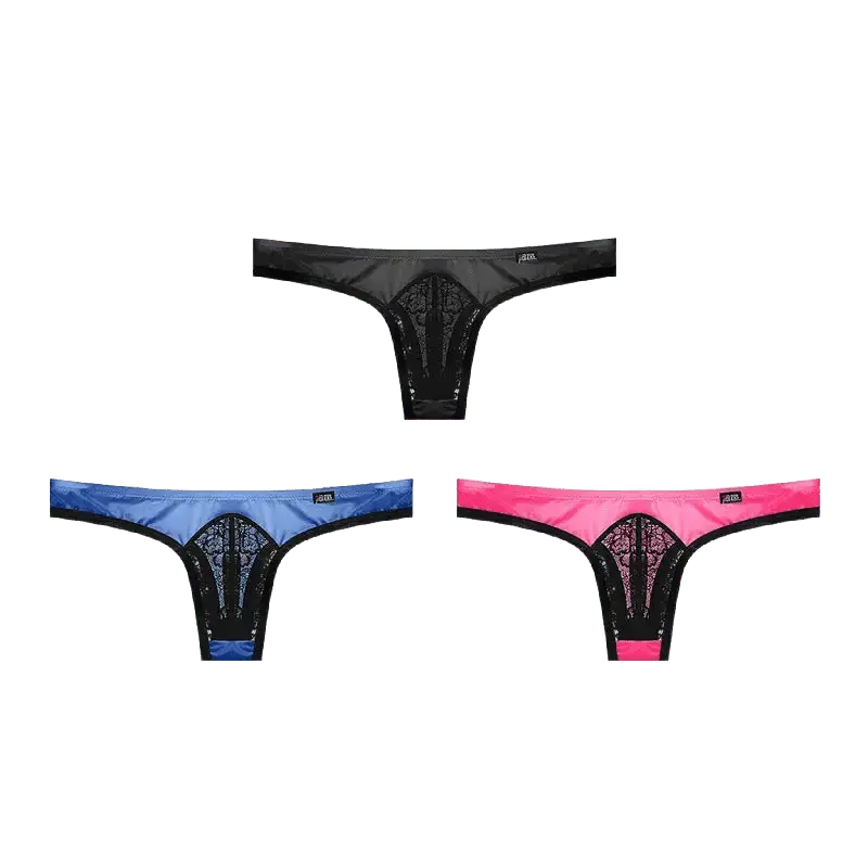 3 - Pack Ice Silk Lace Thongs - WOWihte