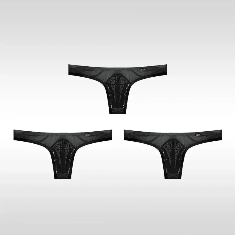 3 - Pack Ice Silk Lace Thongs - WOWihte