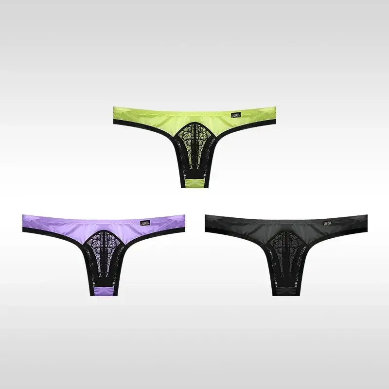 3 - Pack Ice Silk Lace Thongs - WOWihte