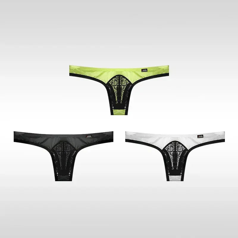 3 - Pack Ice Silk Lace Thongs - WOWihte