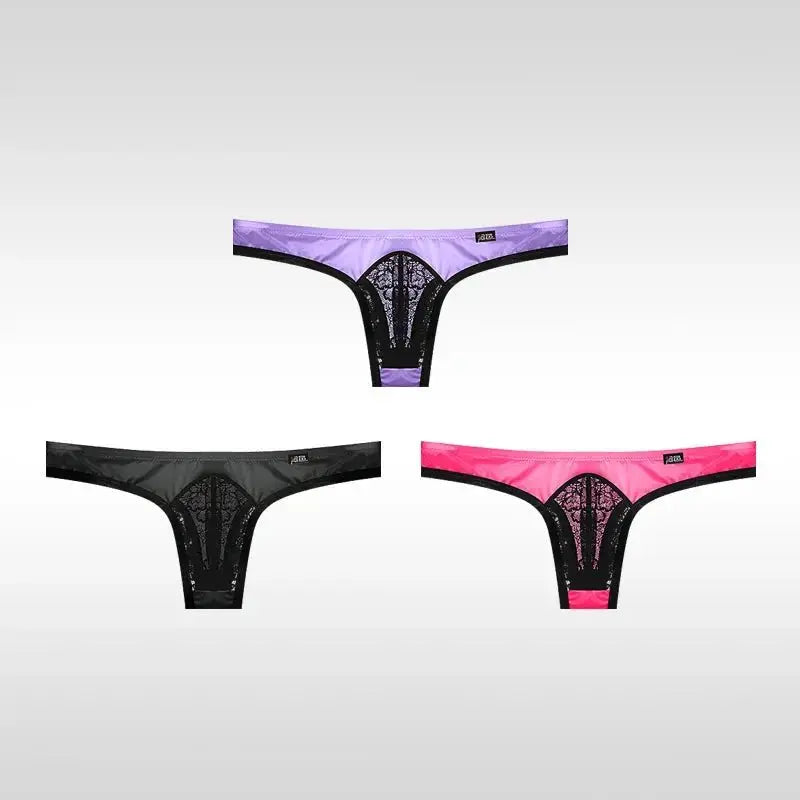 3 - Pack Ice Silk Lace Thongs - WOWihte