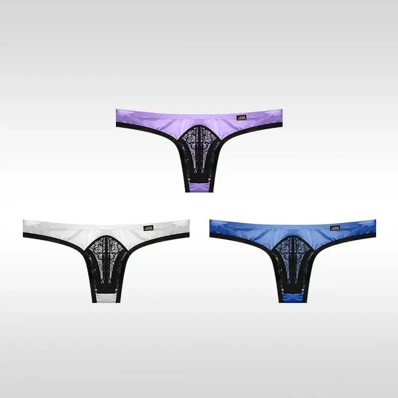 3 - Pack Ice Silk Lace Thongs - WOWihte