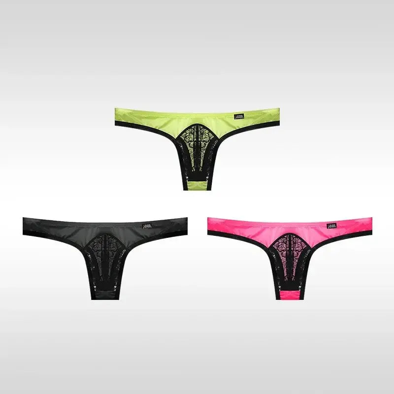 3 - Pack Ice Silk Lace Thongs - WOWihte