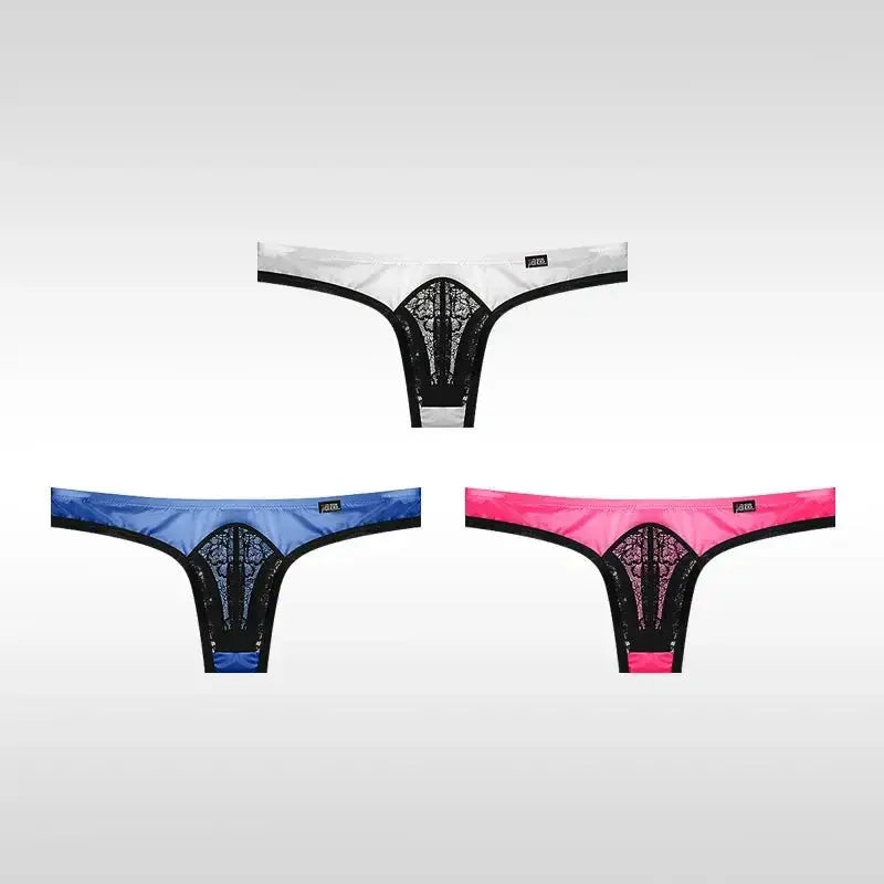 3 - Pack Ice Silk Lace Thongs - WOWihte
