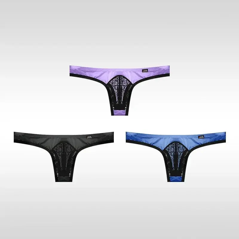 3 - Pack Ice Silk Lace Thongs - WOWihte