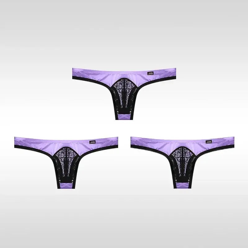 3 - Pack Ice Silk Lace Thongs - WOWihte