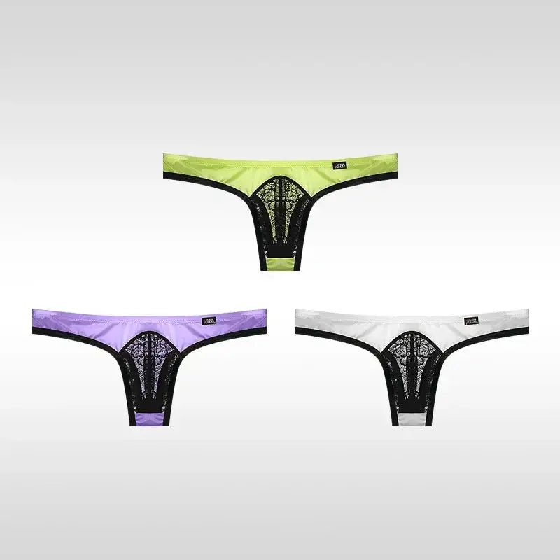 3 - Pack Ice Silk Lace Thongs - WOWihte