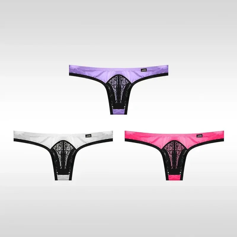 3 - Pack Ice Silk Lace Thongs - WOWihte