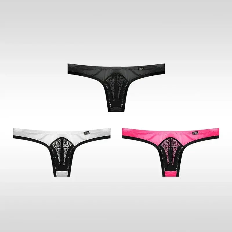 3 - Pack Ice Silk Lace Thongs - WOWihte