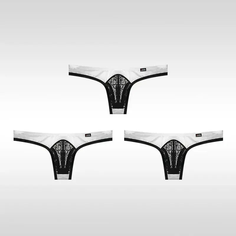 3 - Pack Ice Silk Lace Thongs - WOWihte