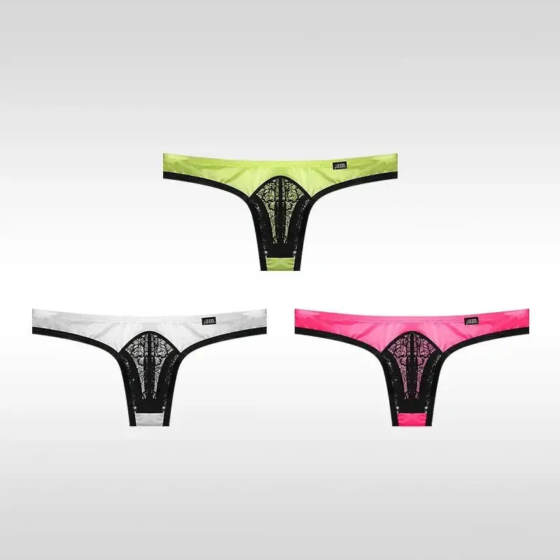 3 - Pack Ice Silk Lace Thongs - WOWihte