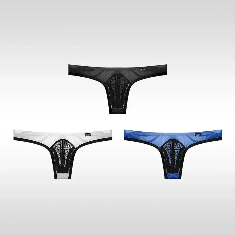 3 - Pack Ice Silk Lace Thongs - WOWihte