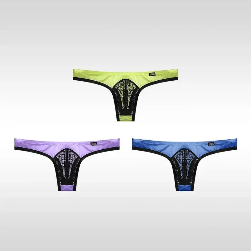 3 - Pack Ice Silk Lace Thongs - WOWihte