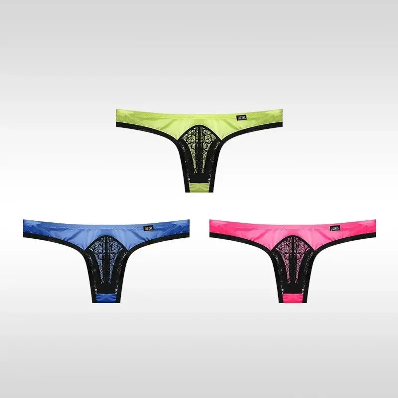 3 - Pack Ice Silk Lace Thongs - WOWihte
