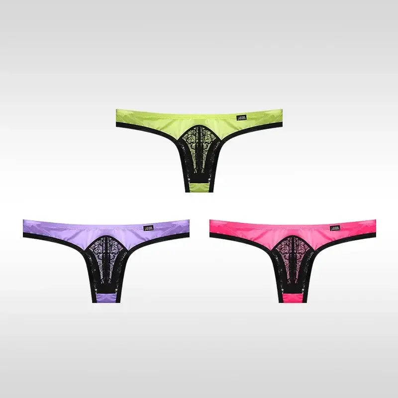 3 - Pack Ice Silk Lace Thongs - WOWihte