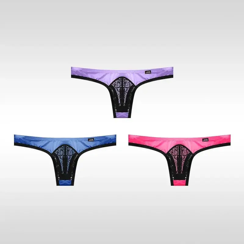 3 - Pack Ice Silk Lace Thongs - WOWihte