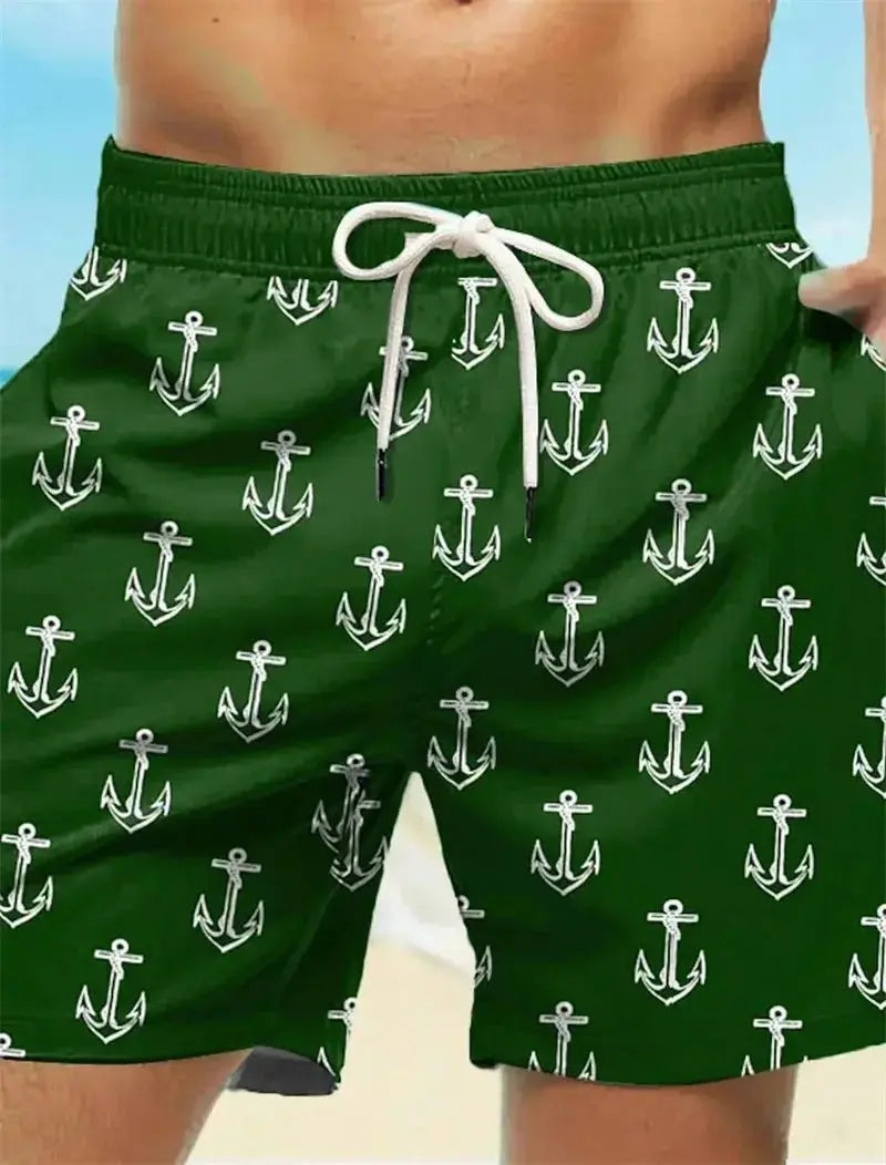 3D Anchor Print Beach Shorts - WOWihte