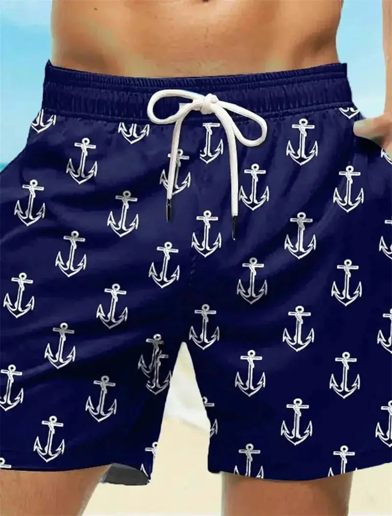 3D Anchor Print Beach Shorts - WOWihte