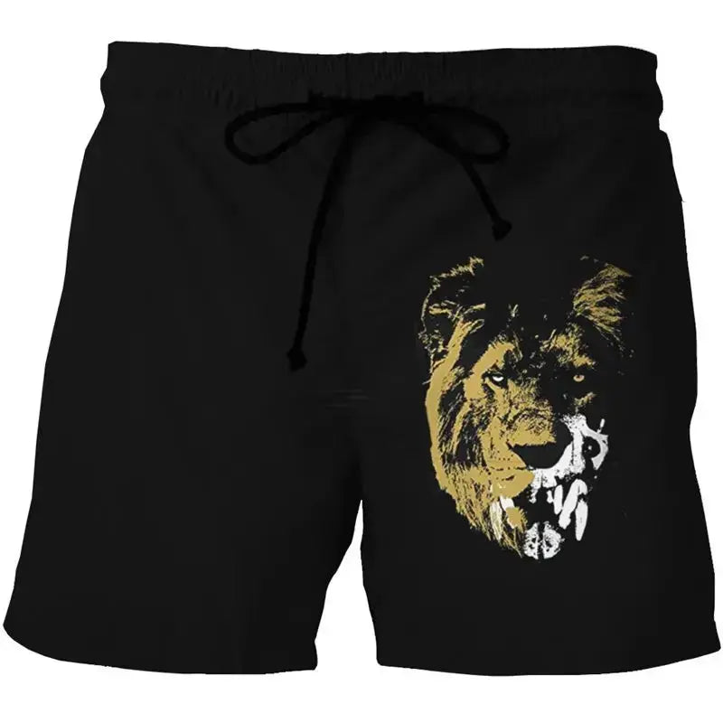 3D Fire Tiger Lion Swim Trunks - WOWihte