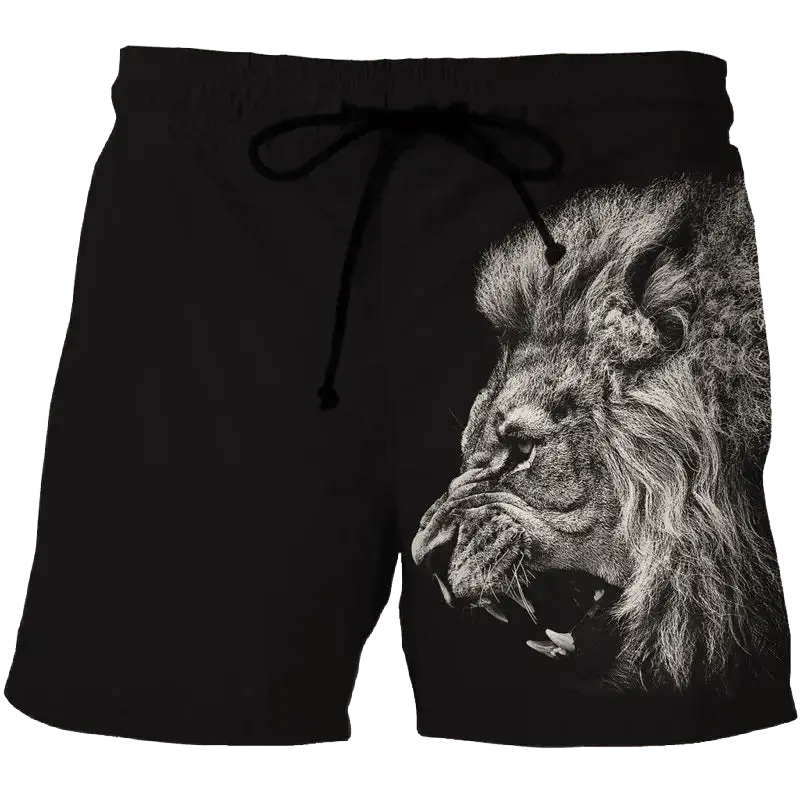 3D Fire Tiger Lion Swim Trunks - WOWihte