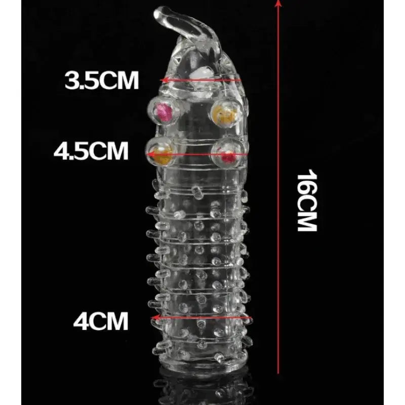3D Large Particles Crystal Mace Penis Condoms with Spines Thick Penis Enlarger Delay Ejaculation Cock Ring for Sex Life Couples - WOWihte
