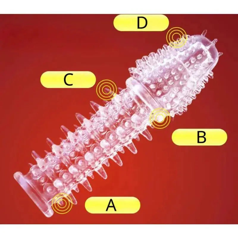 3D Large Particles Crystal Mace Penis Condoms with Spines Thick Penis Enlarger Delay Ejaculation Cock Ring for Sex Life Couples - WOWihte