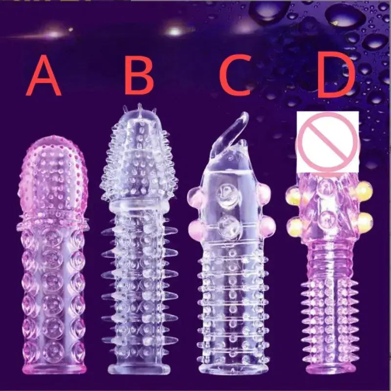 3D Large Particles Crystal Mace Penis Condoms with Spines Thick Penis Enlarger Delay Ejaculation Cock Ring for Sex Life Couples - WOWihte