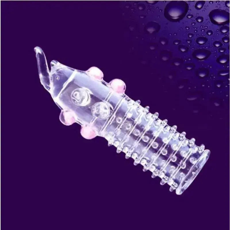 3D Large Particles Crystal Mace Penis Condoms with Spines Thick Penis Enlarger Delay Ejaculation Cock Ring for Sex Life Couples - WOWihte