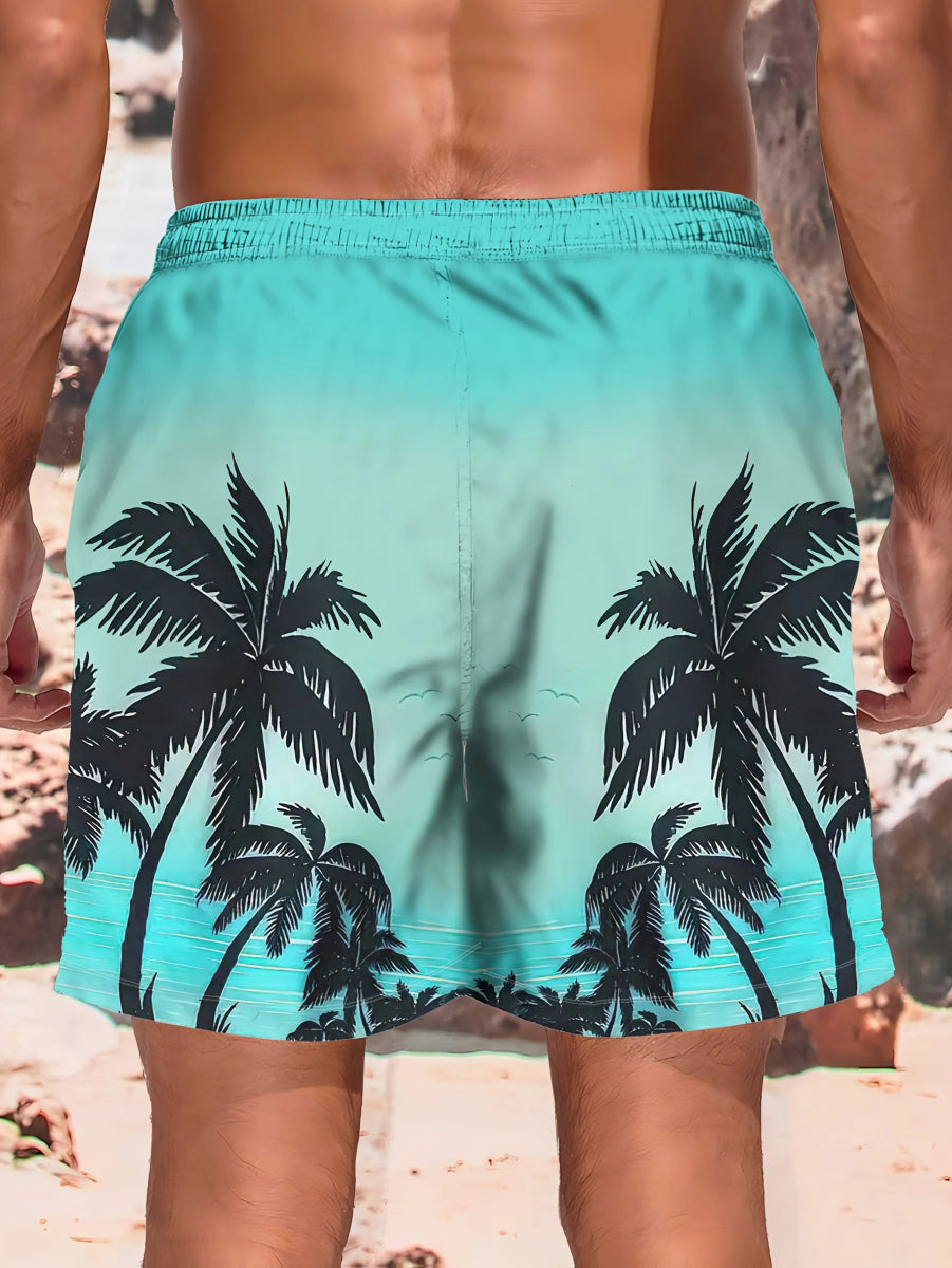 3D Palm - Print Quick - Dry Surf Shorts - WOWihte