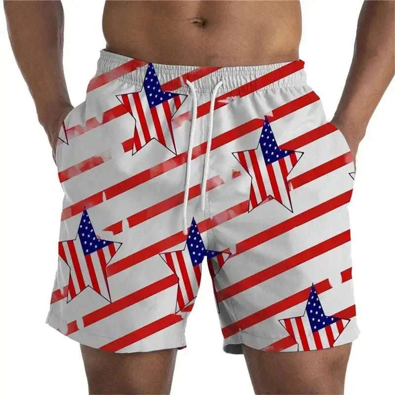 3D Printed Flag Beach Shorts - WOWihte