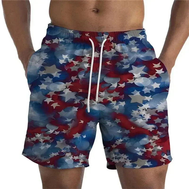 3D Printed Flag Beach Shorts - WOWihte