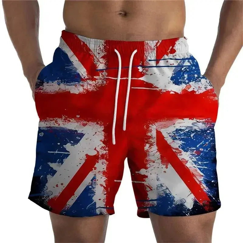 3D Printed Flag Beach Shorts - WOWihte