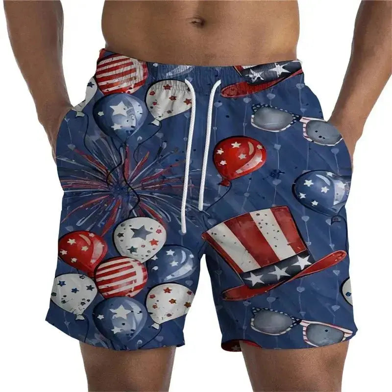 3D Printed Flag Beach Shorts - WOWihte