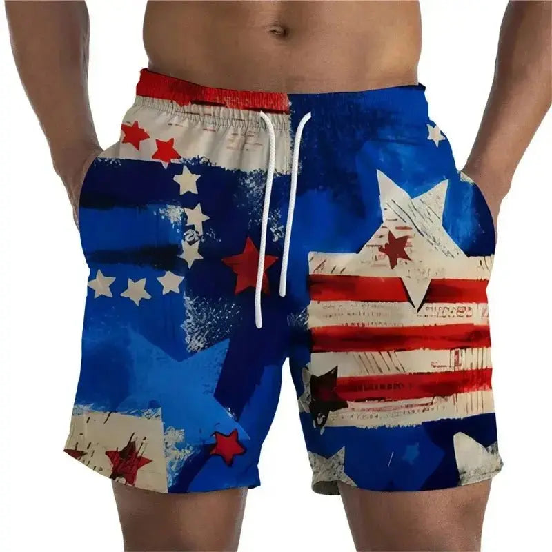 3D Printed Flag Beach Shorts - WOWihte