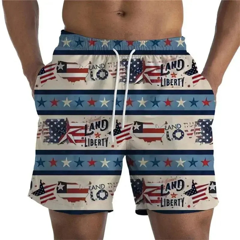 3D Printed Flag Beach Shorts - WOWihte