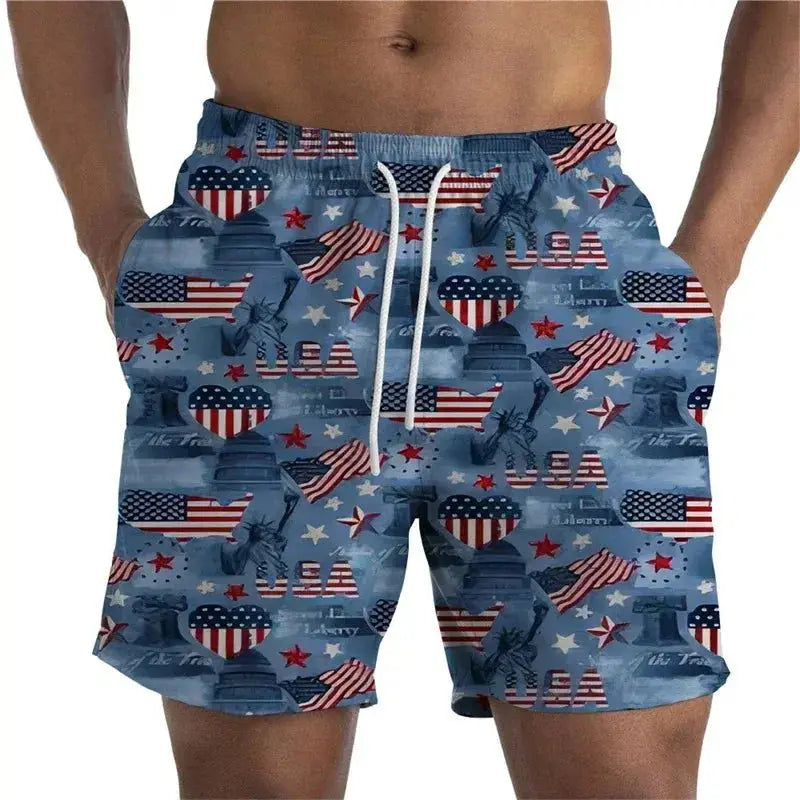 3D Printed Flag Beach Shorts - WOWihte