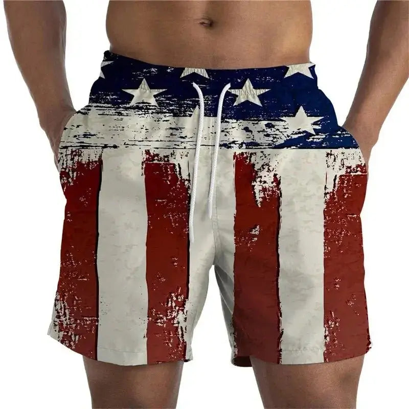 3D Printed Flag Beach Shorts - WOWihte