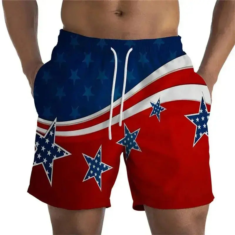 3D Printed Flag Beach Shorts - WOWihte