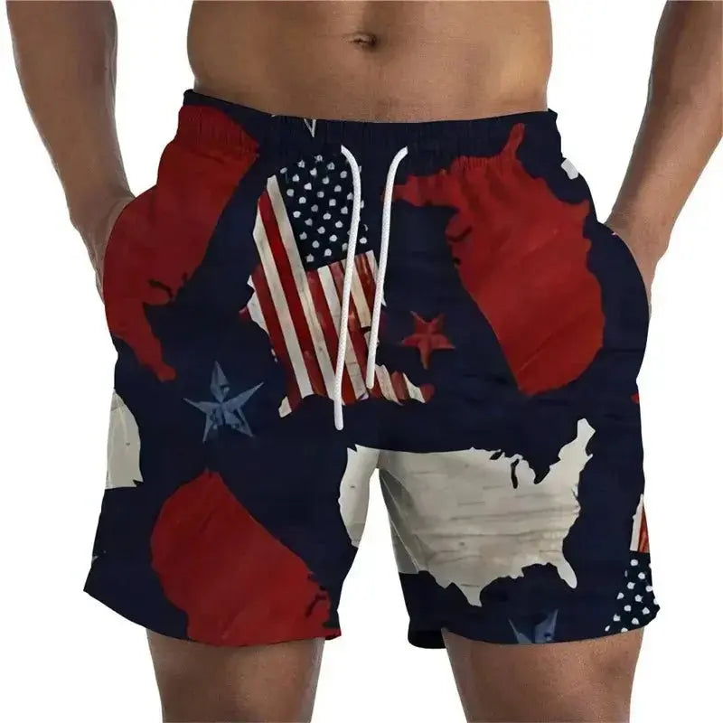 3D Printed Flag Beach Shorts - WOWihte