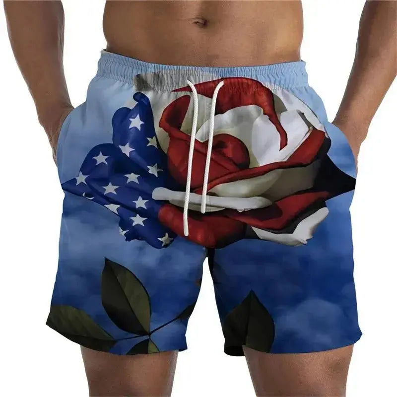 3D Printed Flag Beach Shorts - WOWihte