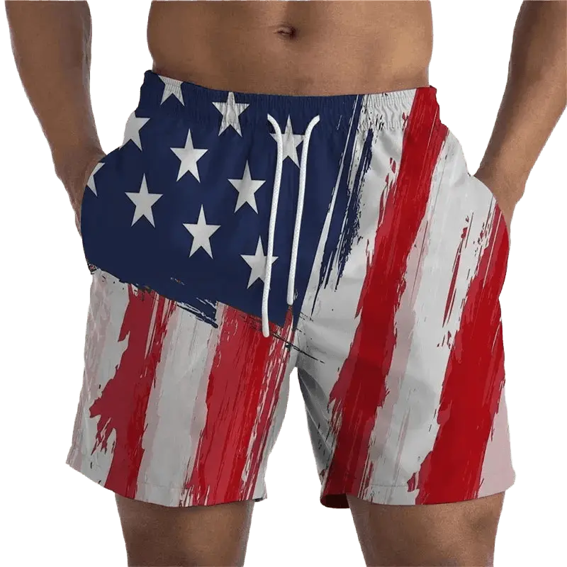 3D Printed Flag Beach Shorts - WOWihte