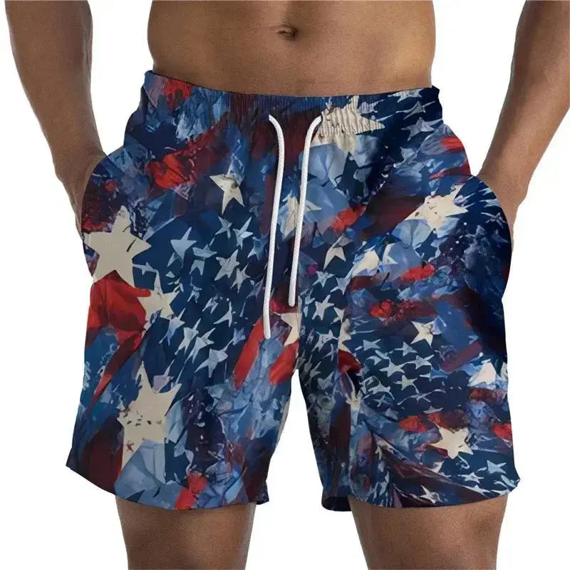 3D Printed Flag Beach Shorts - WOWihte