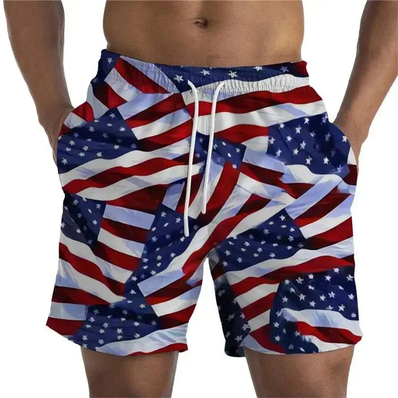 3D Printed Flag Beach Shorts - WOWihte