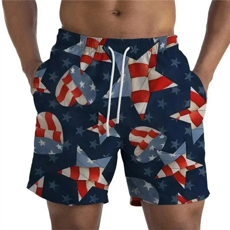 3D Printed Flag Beach Shorts - WOWihte