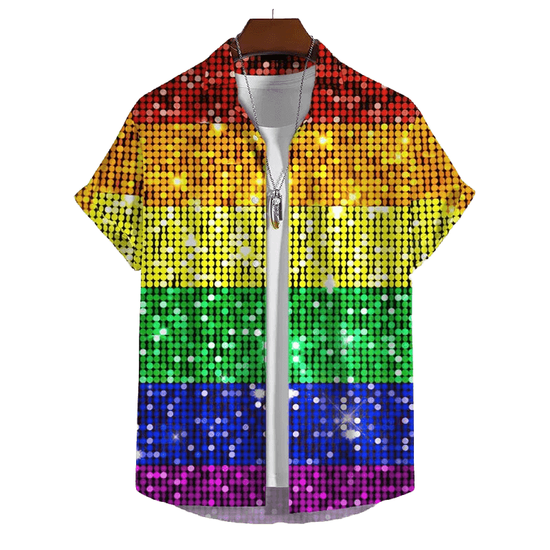 3D Rainbow Print Shirt - WOWihte
