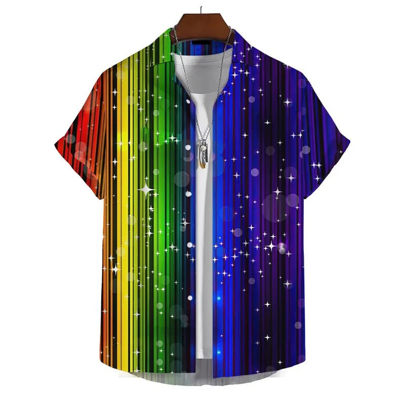 3D Rainbow Print Shirt - WOWihte
